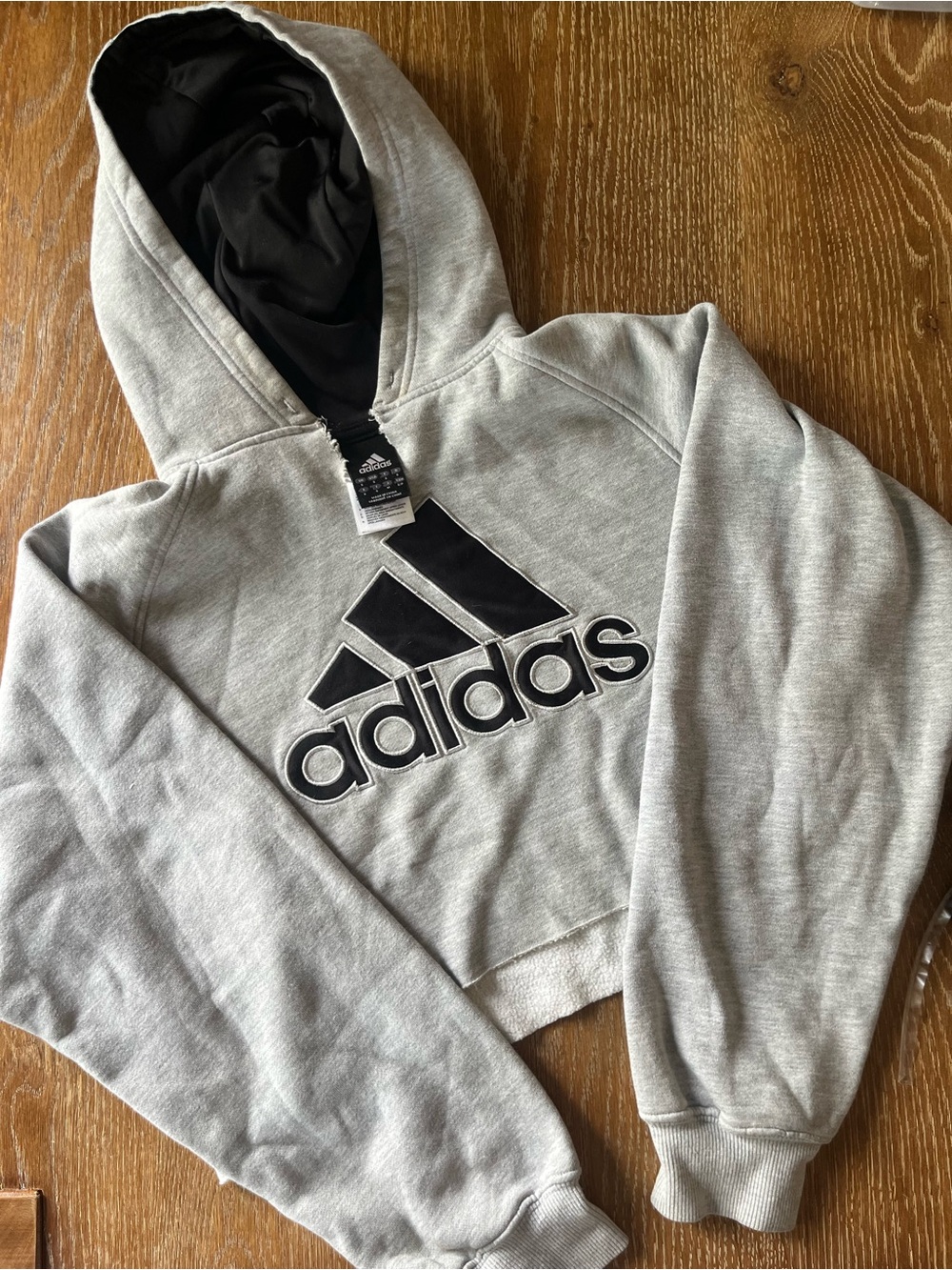 adidas Cropped Gray Pullover Sweatshirt